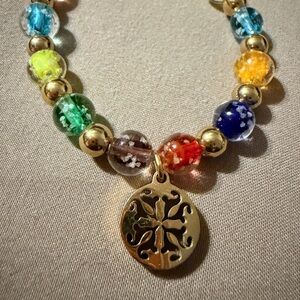 Kate Spade Multicolor Beaded Bracelet with Gold Charm